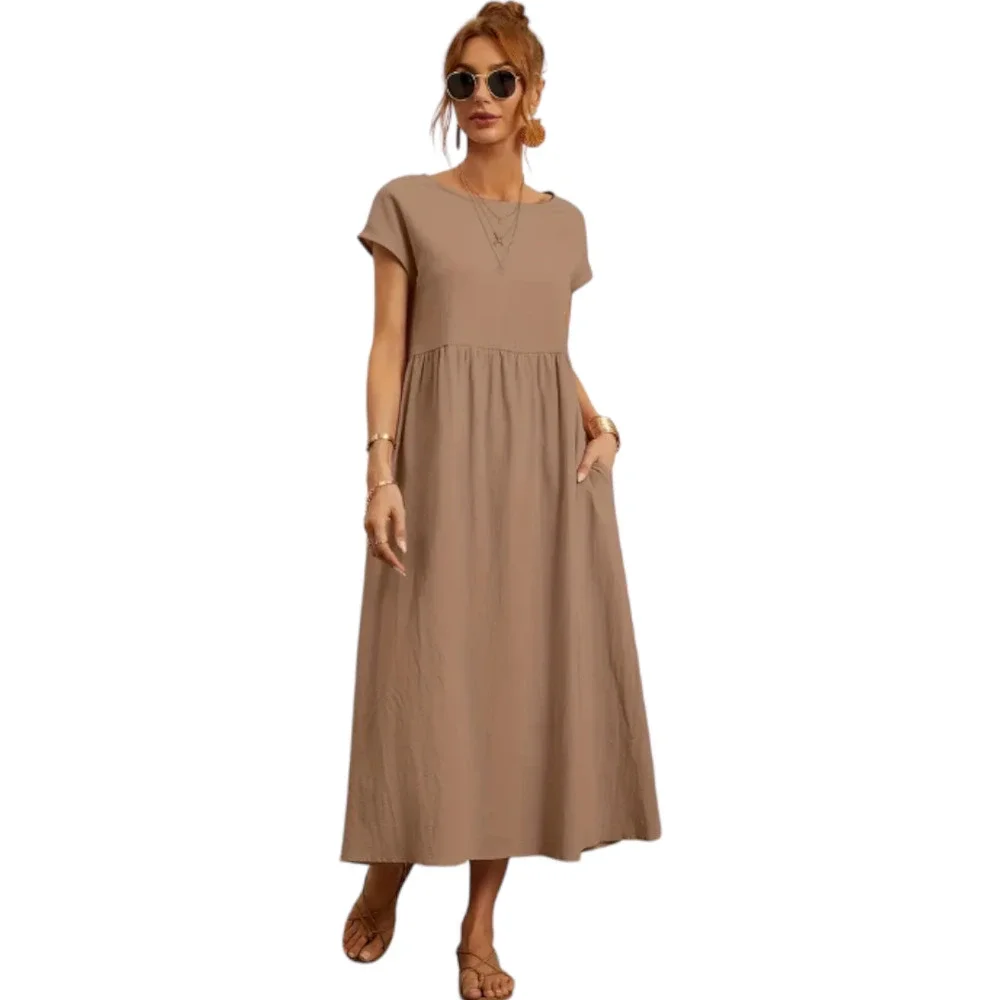 #15 *NWOT* Khaki Loose Pocket Crew Neck dress - Picture 3 of 3